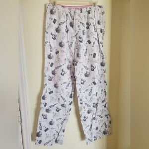 Vintage PINK Victoria's Secret White Dorm Pajama Pants with Black Graphics